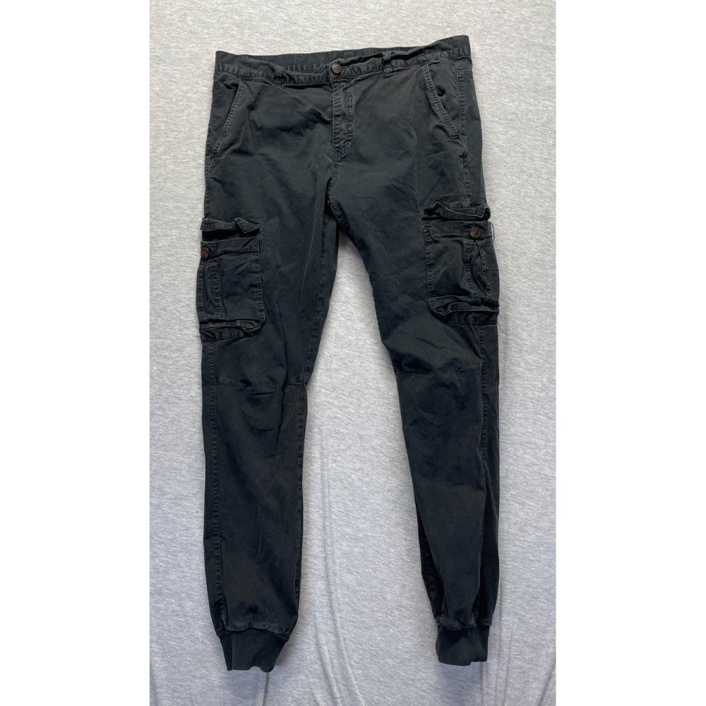 Roosevelt American College Cargo Pants Mens 34 Black Tapered Leg Utility Pockets